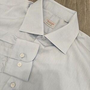 Cordone 1956 Shirt Mens 16 41 Blue Solid Spread Collar Dress Made In Italy